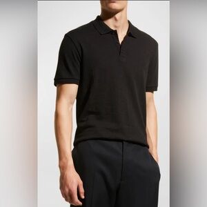 Vince Classic Slub Cotton Polo Shirt - Black, Size M